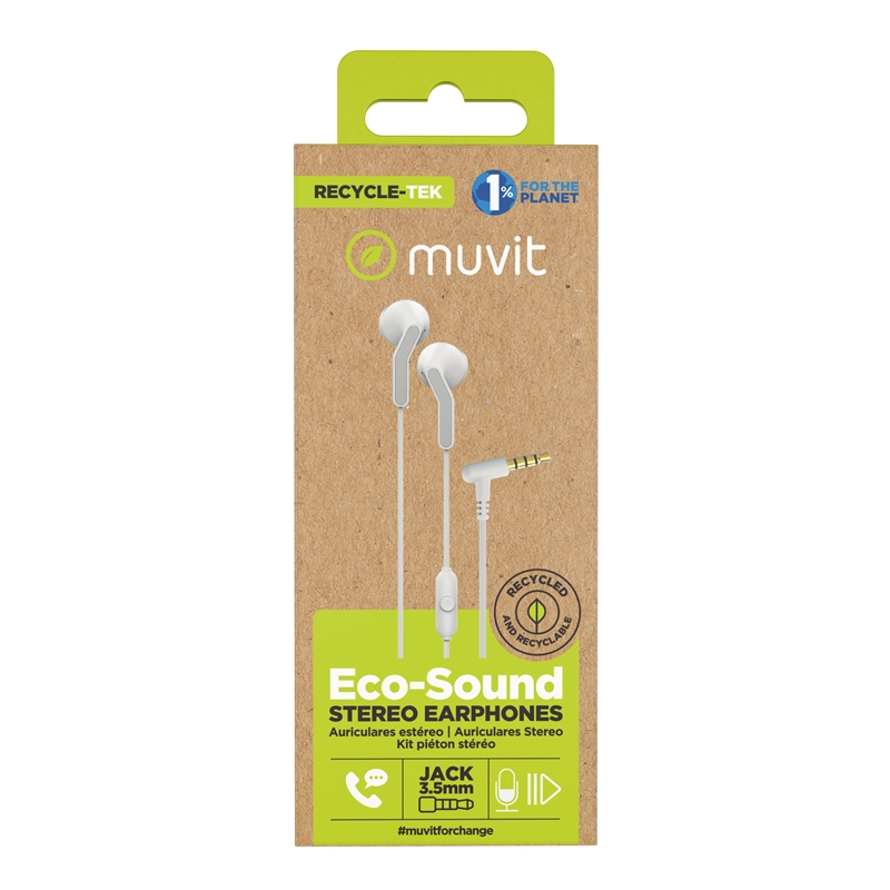 muvit for change auriculares estéreo E56 3.5mm blancos
