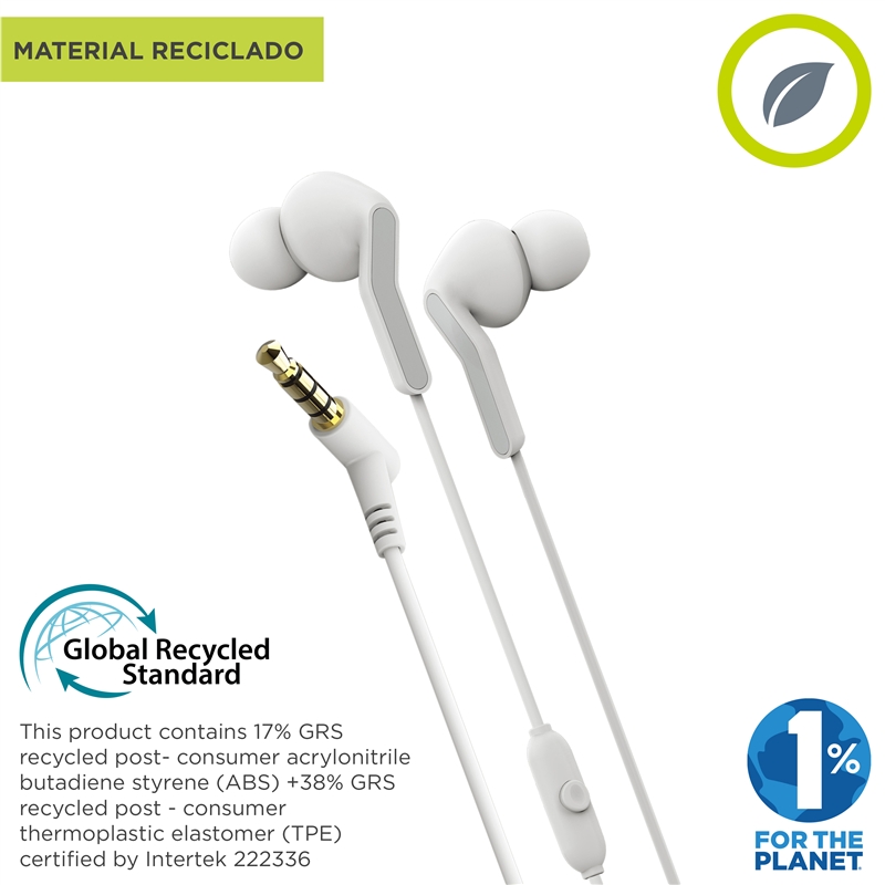 muvit for change auriculares estéreo E57 3.5mm blancos