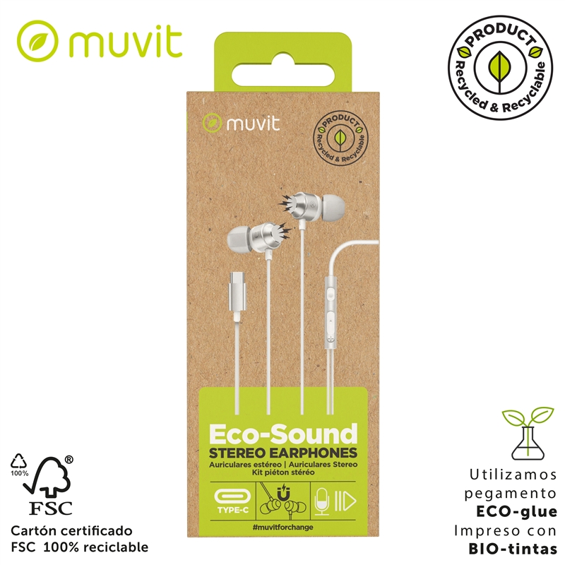 muvit for change auriculares estéreo M32 Tipo C magnéticos blancos