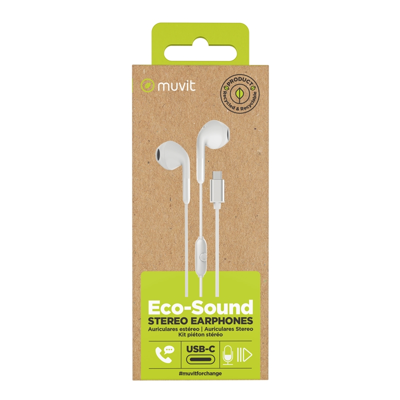 muvit for change auriculares estéreo E58 Tipo C blancos
