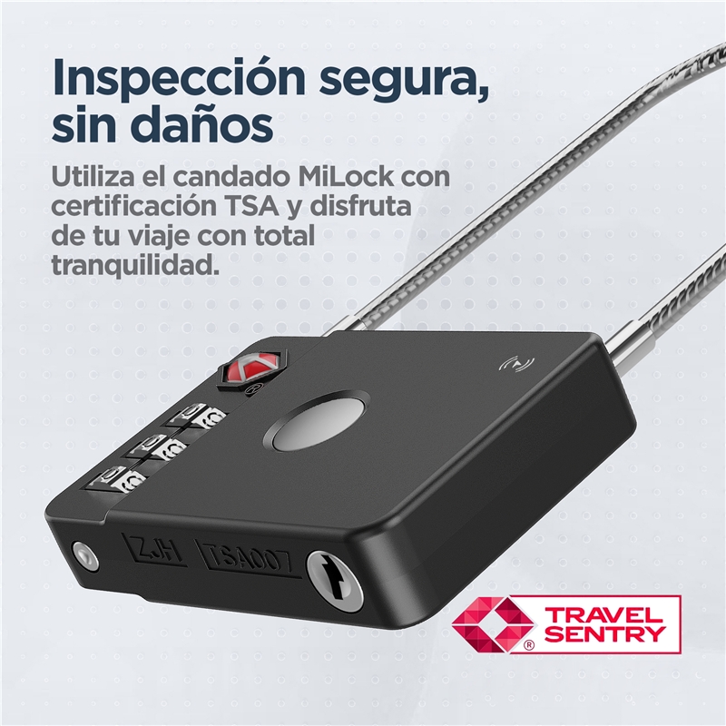 muvit for change by MiLi Candado TSA localizador compatible con Apple Find My y Android Find Hub negro