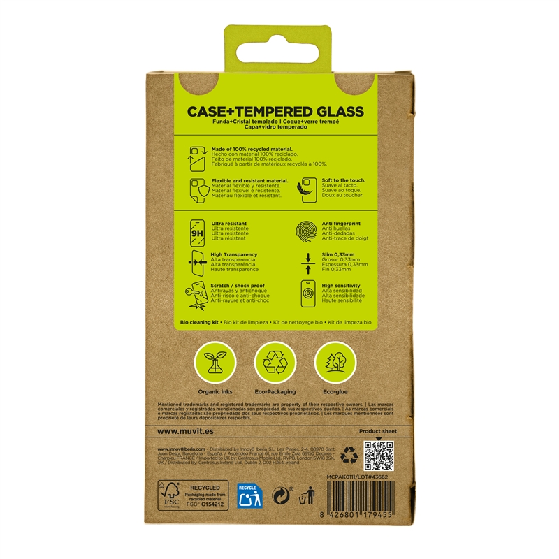 muvit for change funda compatible con Oppo A60 5G + protector de pantalla vidrio templado plano