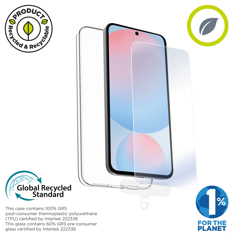 muvit for change funda compatible con Samsung Galaxy S25 FE + protector de pantalla vidrio templado plano