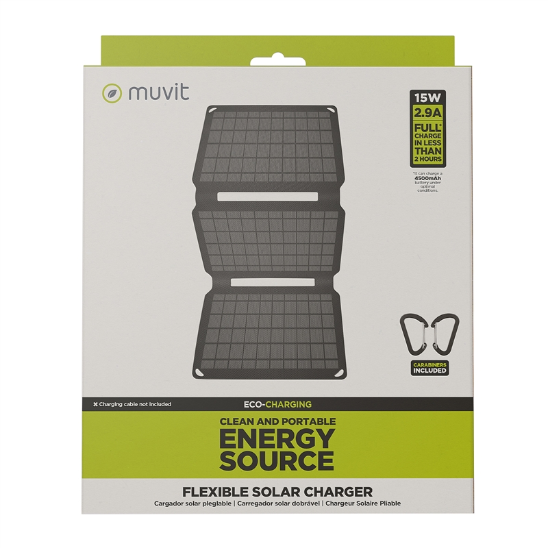 muvit for change cargador solar 15w negro