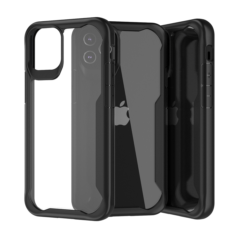 muvit for change funda shockproof 2m compatible con Apple iPhone 12/12 Pro transparente/negro