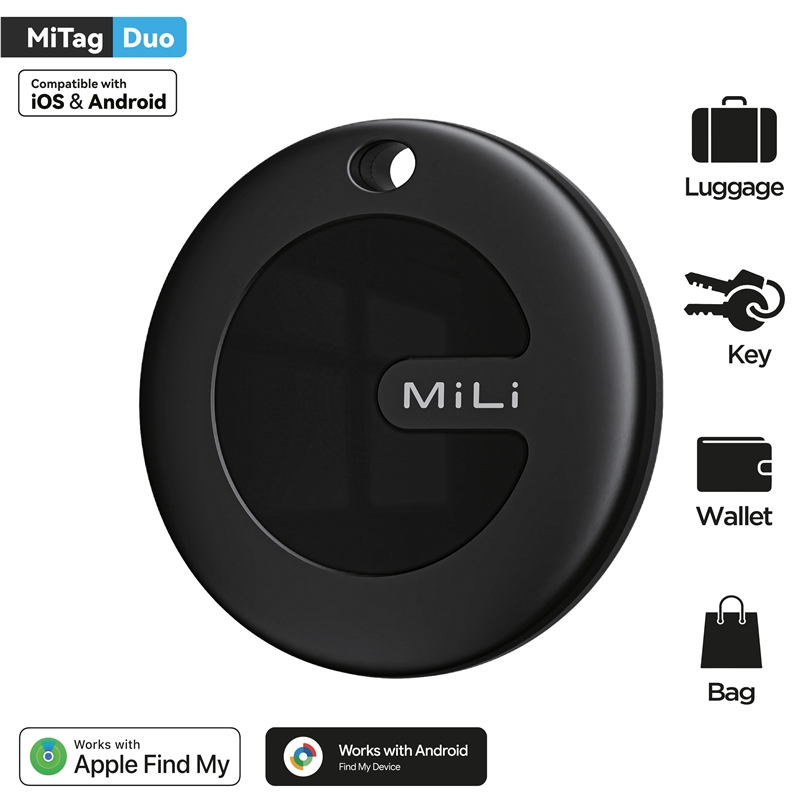 muvit for change by MiLi Localizador compatible con Apple Find My y Google Find My Device negro
