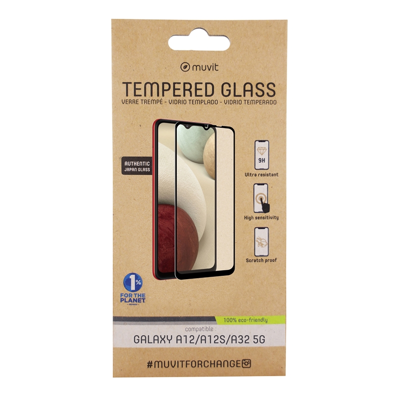 muvit for change protector pantalla compatible con Samsung Galaxy A13 5G/A32 5G/A12s/A12 plano marco negro