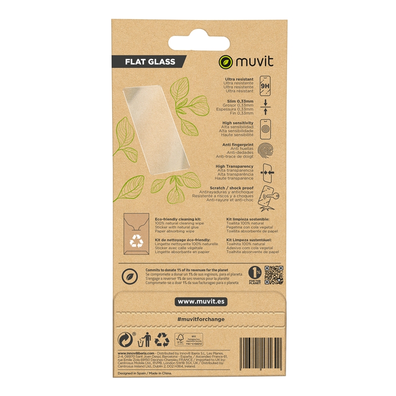 muvit for change protector pantalla compatible con Apple iPhhone 15 Plus vidrio templado plano