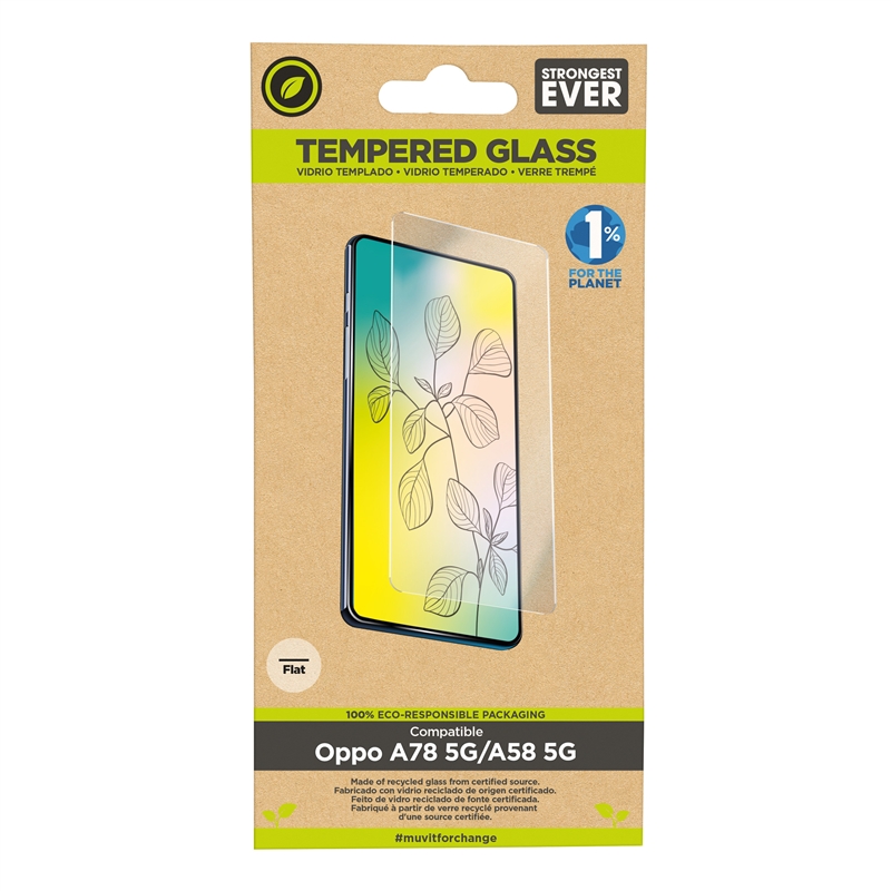 muvit for change protector pantalla compatible con Oppo A78 5G/A58 5G vidrio templado plano