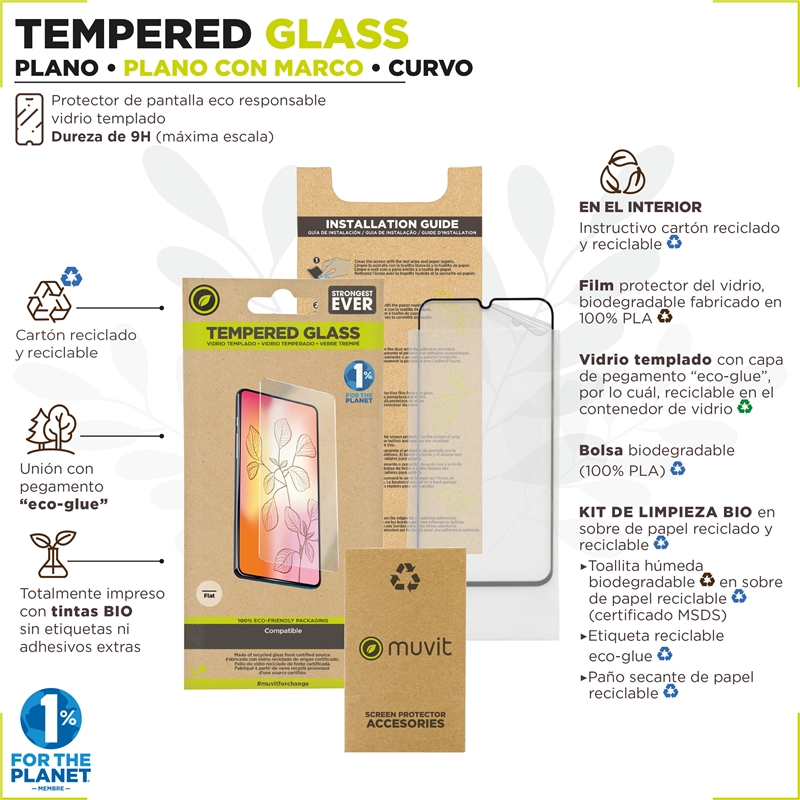 muvit for change protector pantalla compatible con Samsung Galaxy S24 Plus vidrio templado plano