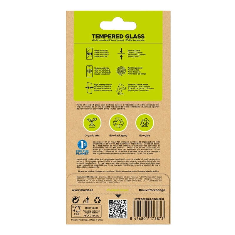 muvit for change protector pantalla compatible con Samsung Galaxy A15 4G/5G vidrio templado plano