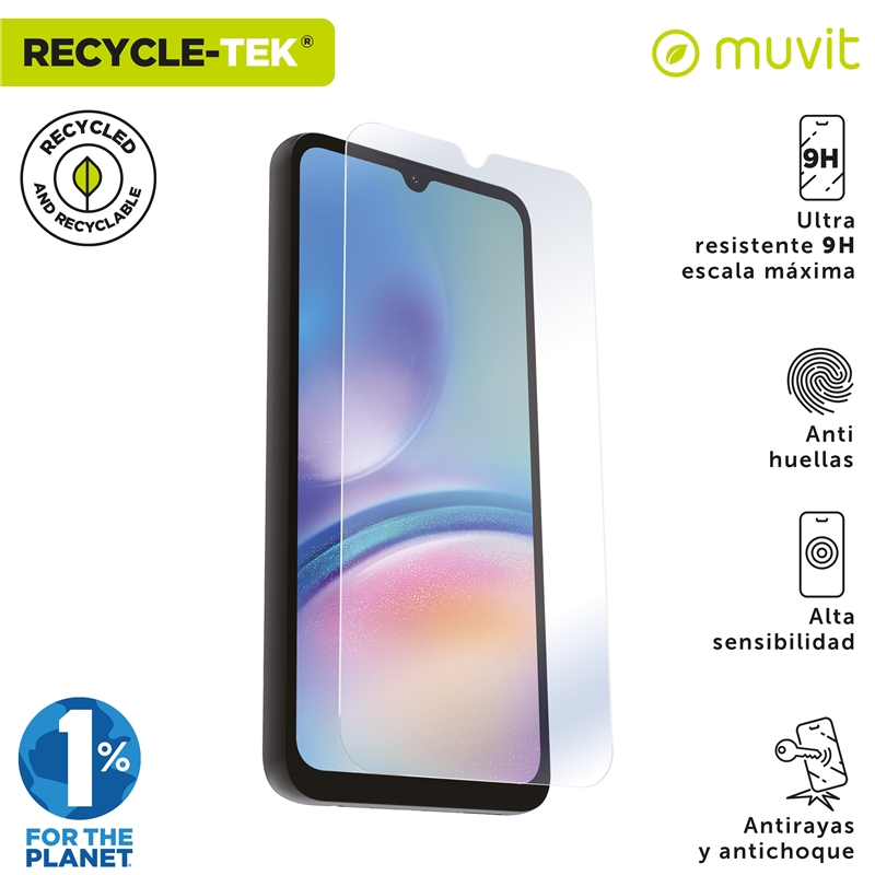 muvit for change protector pantalla compatible con Samsung Galaxy A05S vidrio templado plano