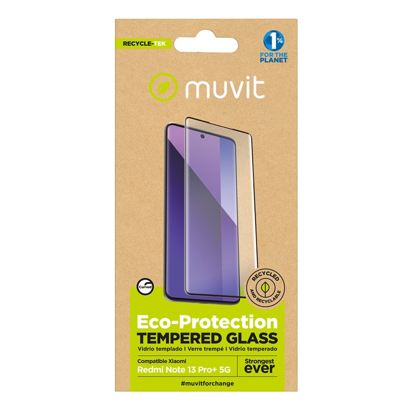 muvit for change protector pantalla compatible con Xiaomi Redmi Note 13 Pro+ 5G vidrio curvo