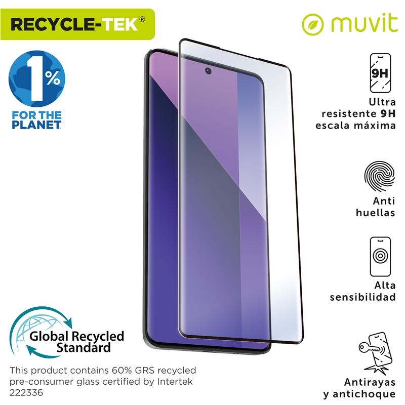 muvit for change protector pantalla compatible con Xiaomi Redmi Note 13 Pro+ 5G vidrio curvo