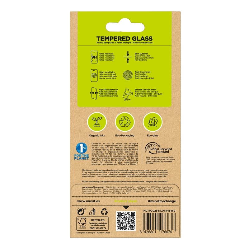 muvit for change protector pantalla compatible con Samsung Galaxy S25 Ultra vidrio templado plano marco negro