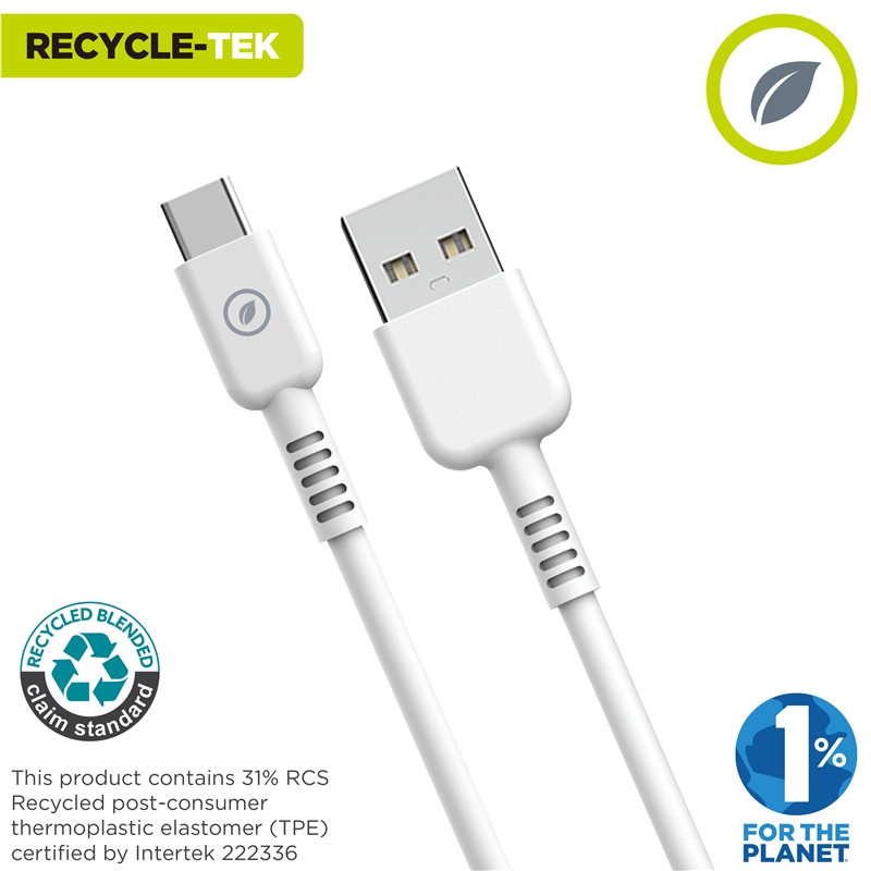muvit for change cable USB a Tipo C 3A/27W 1.2m blanco