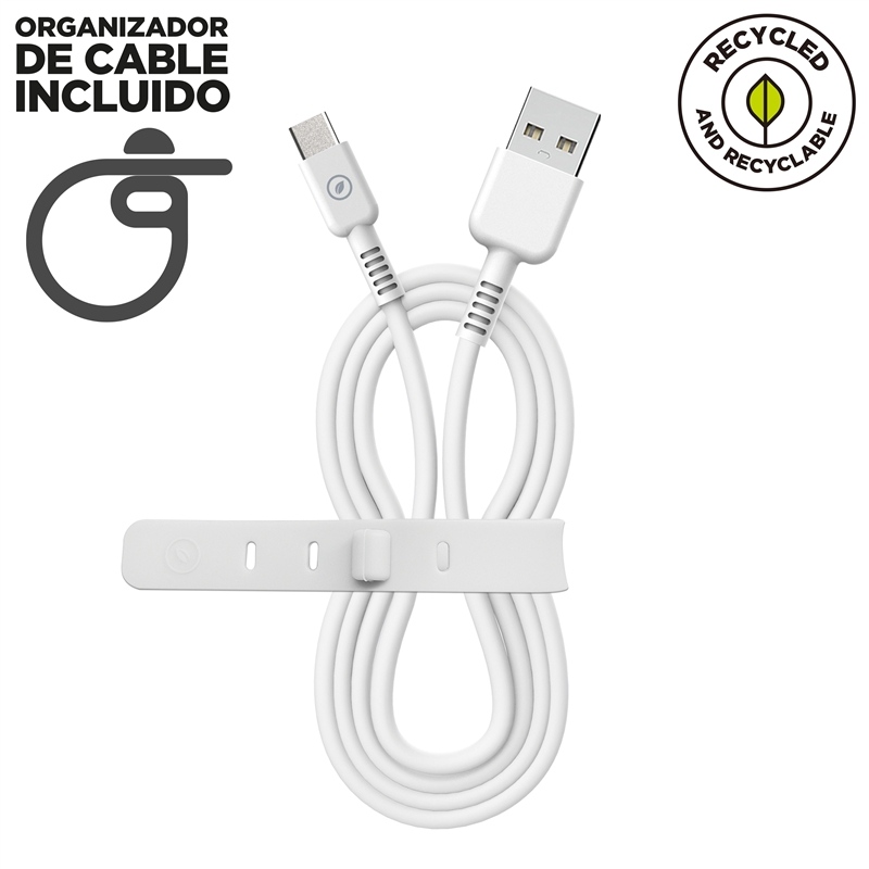 muvit for change cable USB a Tipo C 3A/27W 1.2m blanco