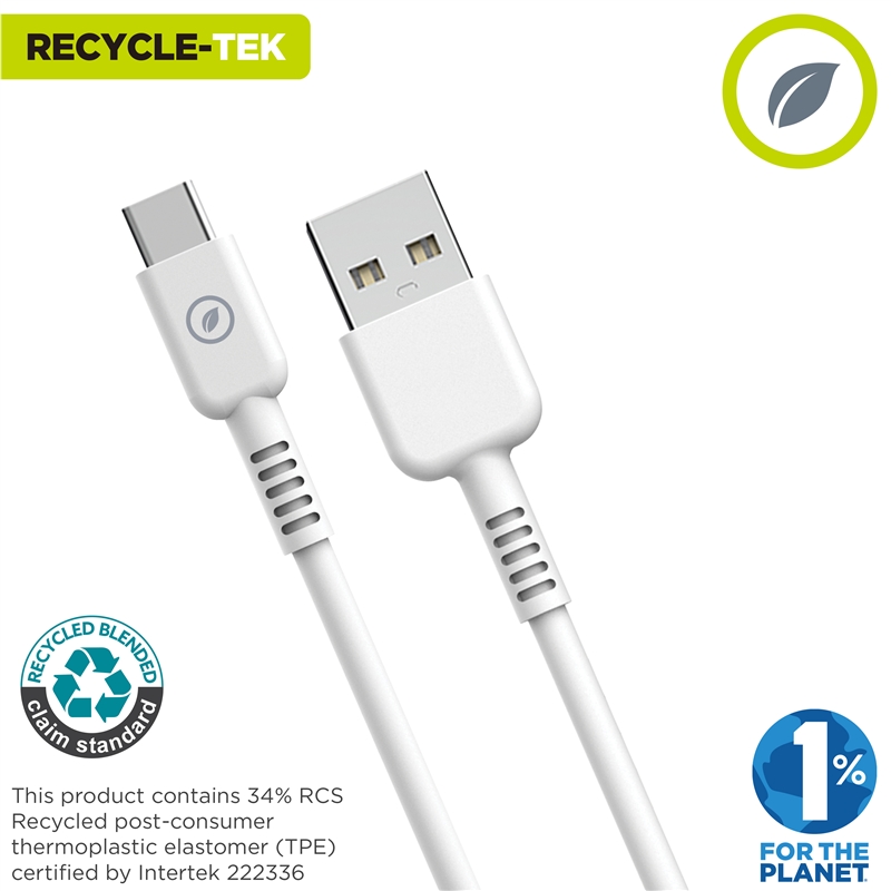 muvit for change cable USB a Tipo C/27W 3A 3m blanco