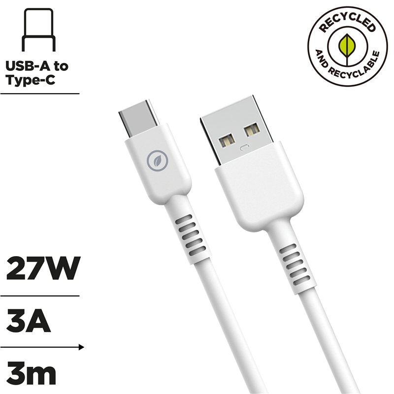 muvit for change cable USB a Tipo C/27W 3A 3m blanco