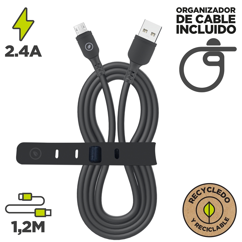 muvit for change cable USB a Micro USB 2,4A/10W 1,2m negro