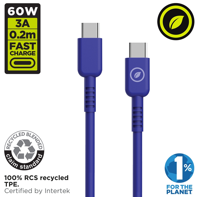 muvit for change cable Tipo C a Tipo C 3A/60W 0.2m azul