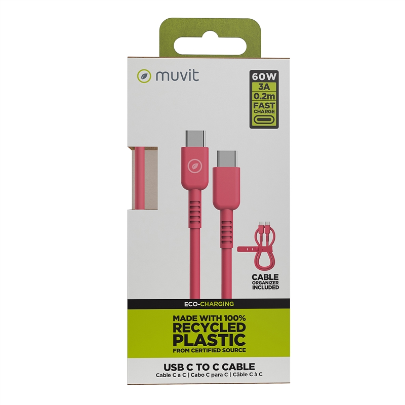 muvit for change cable Tipo C a Tipo C 3A/60W 0.2m magenta