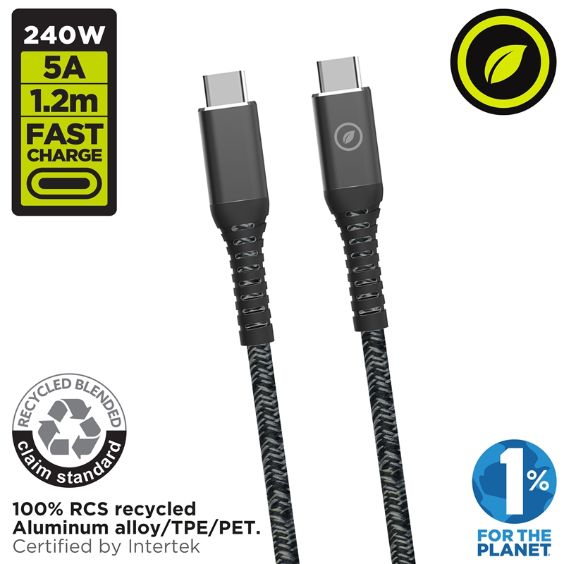 muvit for change cable Tipo C a Tipo C 5A/240W 1.2m resistente negro