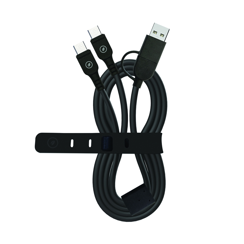 muvit for change cable Tipo C + Tipo A a doble cable Tipo C 3A 60w 1,2m negro