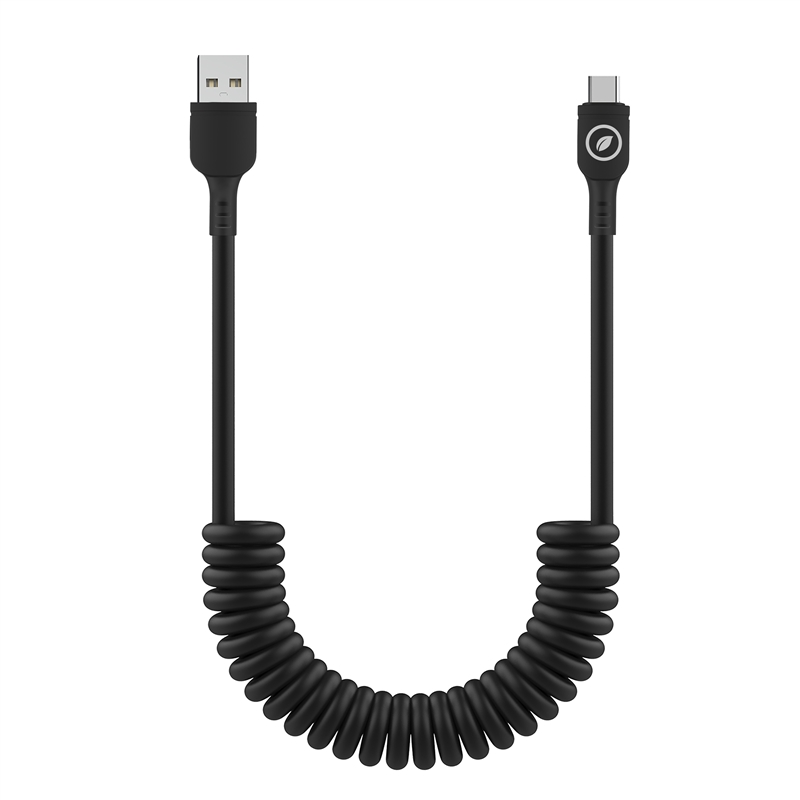muvit for change cable rizado USB a Tipo C 3A 60w 1,2m negro