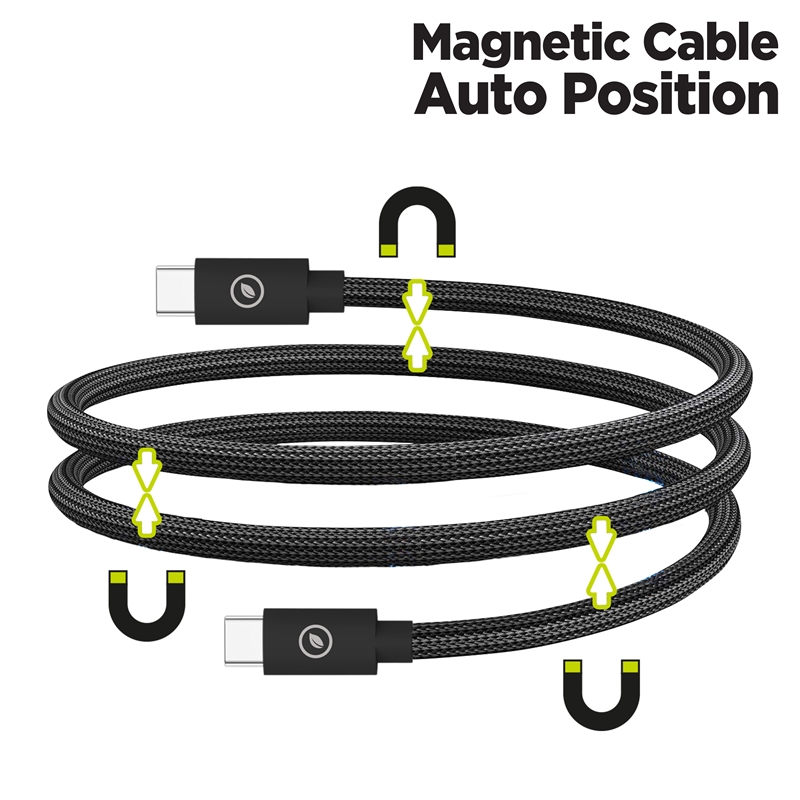 muvit for change cable magnético Tipo C a Tipo C 3A 60W 1m negro