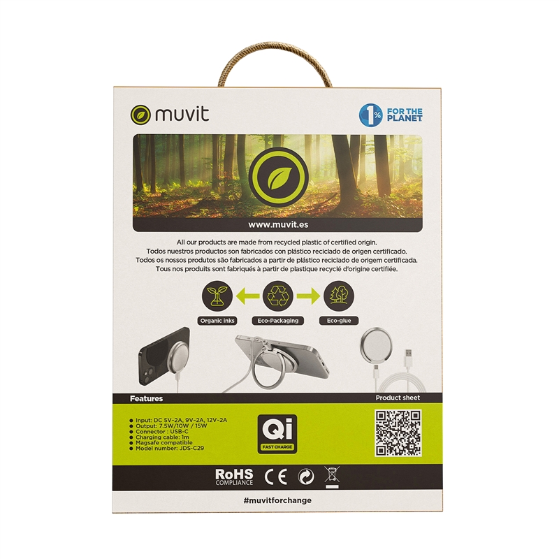 muvit for change cargador Magsafe inalámbrico 7,5-10-15w blanco