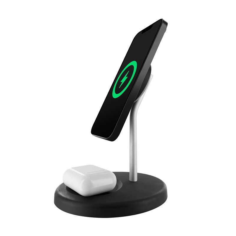 muvit for change cargador 2 en 1 soporte magsafe+iWatch/Airpod negro