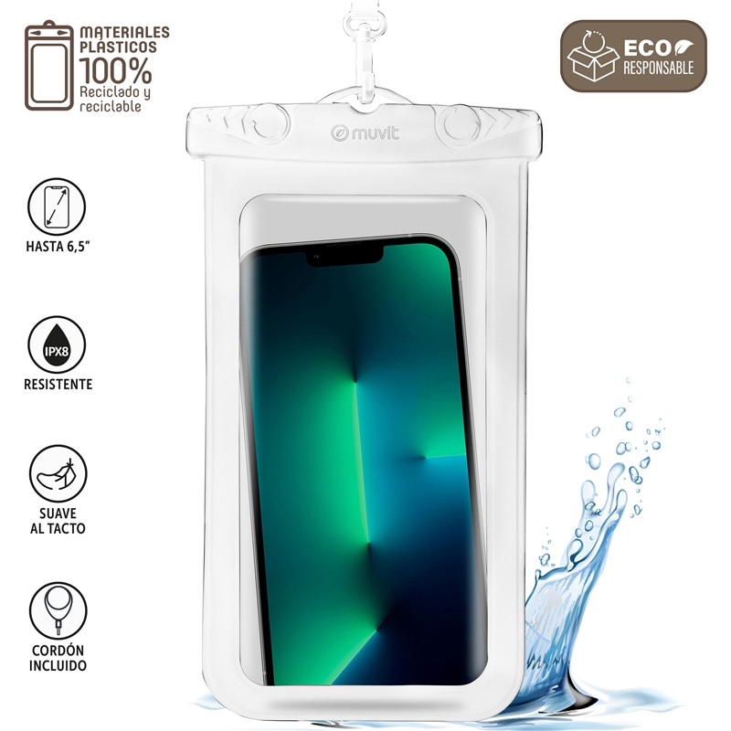 muvit for change funda acuática universal hasta 6,5" IPX8 blanca