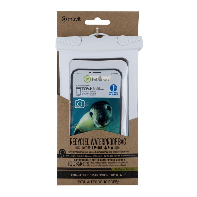 muvit for change funda acuática universal hasta 6,5" IPX8 blanca