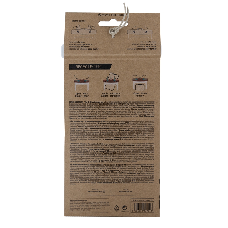 muvit for change funda acuática universal hasta 6,5" IPX8 blanca